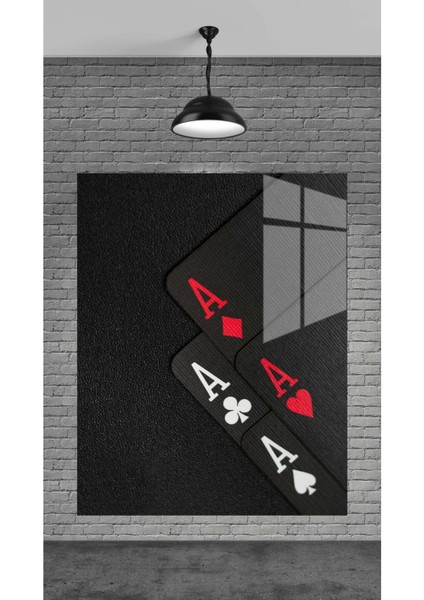 As Kartları Dekoratif Temperli Cam Üzerine Tablo Sevgilinize Yılbaşı Hediye