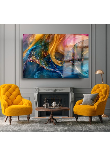 Rengarenk Işıklar Görünüm Salon Için Yatay Tablo Cam Tablo Kırılmaz Lüks Cam Tablo Ev Hediyesi