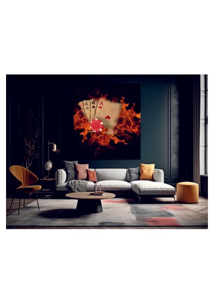 Yanan As Kartları Temperli Cam Üzerine Tablo Sevgilinize Yılbaşı fiyatları