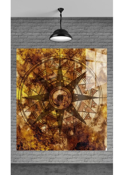 Eski Pusula Temperli Cam Üzerine Tablo Sevgilinize Yılbaşı Hediye