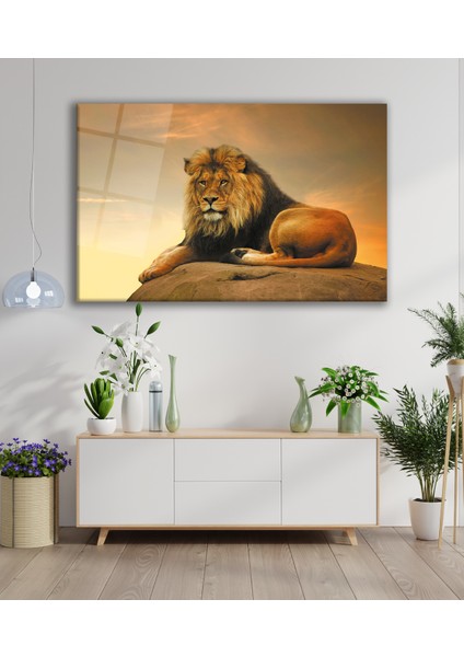 Aslan Kral Cam Tablo, Modern Ev Salon Ofis Dekorasyonu Hediyelik Büyük Duvar Dekoru fırsatları