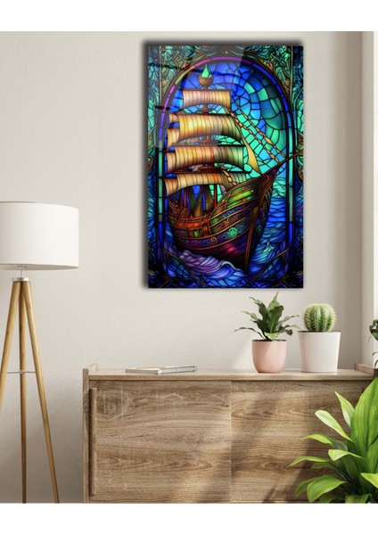 Vitray Korsan Gemisi Cam Tablo fırsatları