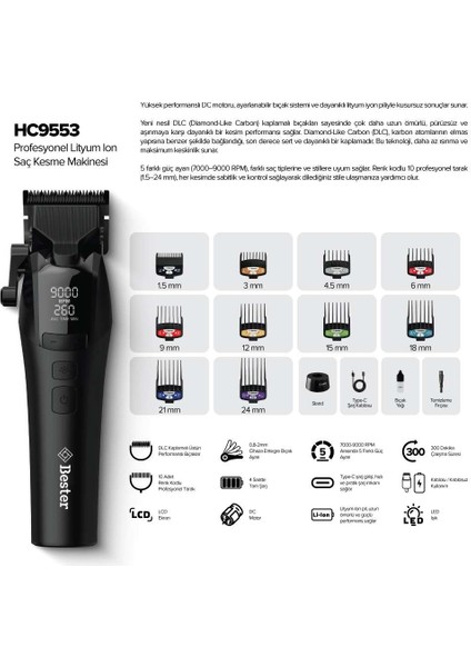 HC9553 Profesyonel Lityum Ion Saç Kesme Makinesi indirimleri