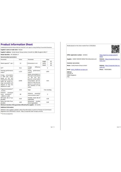 HF 3E9L0W-17 5 Programlı Wi-Fi Bağlantılı Bulaşık Makinesi indirimleri