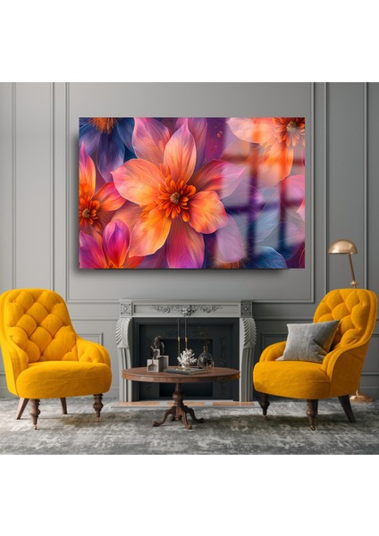 Rengarenk Çiçeklerin Uyumu Çalışması Kırılmaz Cam Tablo Ev Hediyesi Tablo