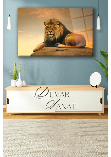 Aslan Kral Cam Tablo, Modern Ev Salon Ofis Dekorasyonu Hediyelik Büyük Duvar Dekoru indirimleri