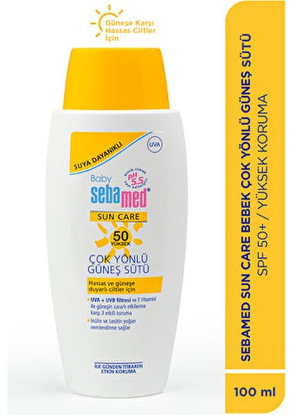 Bebek Güneş Sütü Losyonu SPF 50 100 ml Tüm Cilt Tipleri İçin Suya Dayanıklı Koruma modelleri