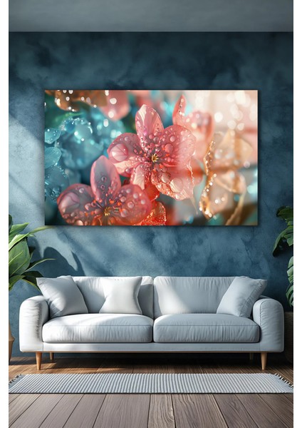 Rengarenk Çiçekler Lüks Kırılmaz Cam Tablo Ev Hediyesi Tablo
