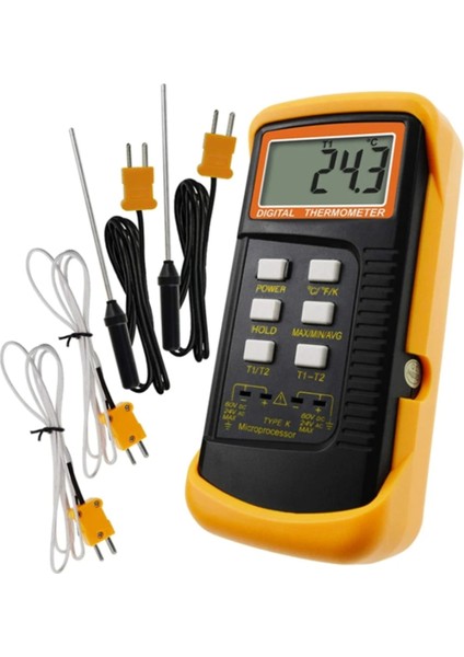 Hassas Sıcaklık Ölçümü Izleme Isı Ölçer 4 Termokupl Prob Sensörlü K Tipi Termokupl Termometre (Yurt Dışından)