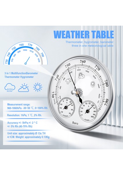 Duvara Monte Edilmiş Hanehalkı Termometresi Higrometre Yüksek Doğruluk Basınç Göstergesi Hava Hava Aleti Barometresi (Yurt Dışından) fırsatları