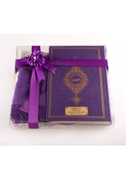 Şal + Seccade + Tesbih + Kuran Hediye Seti (Hafız Boy, Termo Deri, Mor) fiyatları