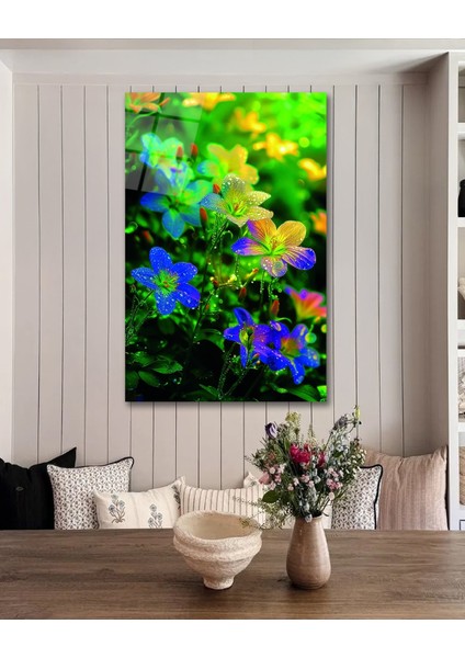 Rengarenk Çiçekler Cam Tablo modelleri