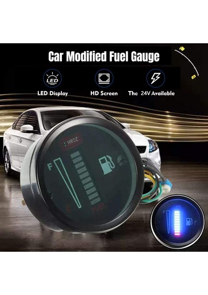 5x 24V 2 Inç 52MM Evrensel Araba Motosiklet Yakıt Seviye Ölçer Gösterge LED Işık Ekran Yakıt Deposu Gösterge Tekne Kamyonu Rv (Yurt Dışından) fiyatları