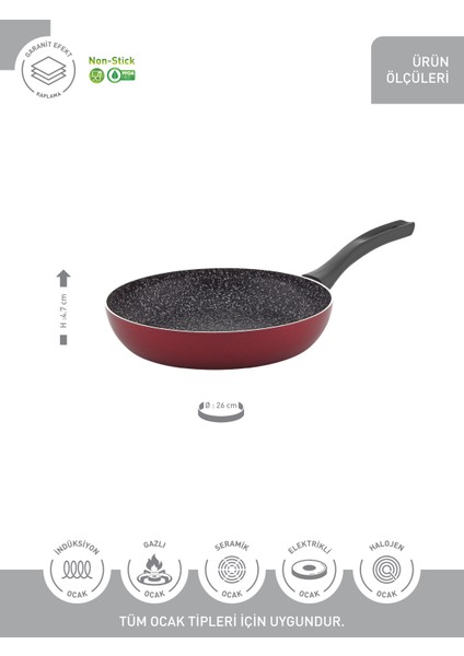 Prime Granit 26X4,7 cm Tava Kapaksız Indüksiyonlu 2.2mm fırsatları