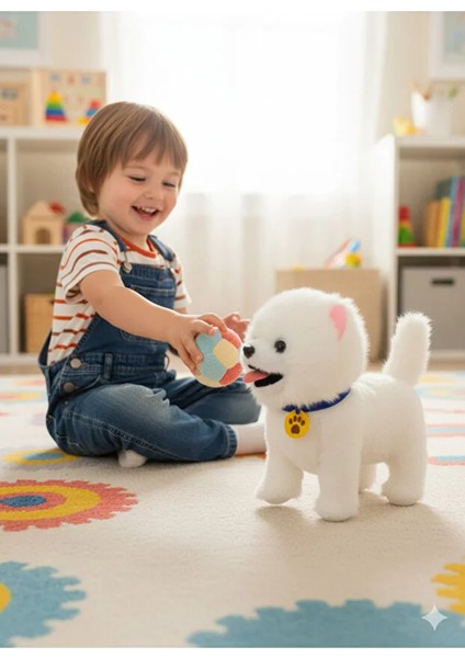 Uzaktan Kumandalı Sesli Müzikli Havlayan Yürüyen Ses Tekrar Etme Özellikli 30 cm Peluş Köpek