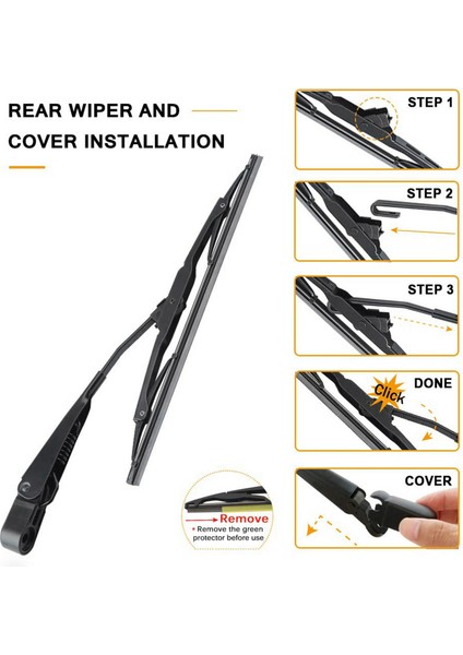 2 Set Araç Aksesuarları 1 Set Arka Ön Cam Silecek Kolu ve 1 Set Arka Pencere Silecek Bıçağı Ön Cam Silecekleri Kolu (Yurt Dışından) fırsatları