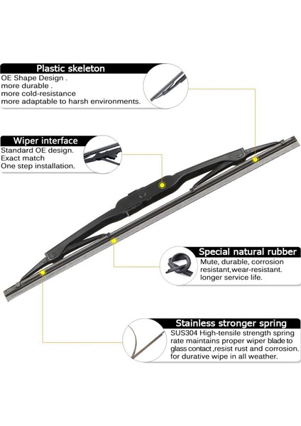 2 Set Araç Aksesuarları 1 Set Arka Ön Cam Silecek Kolu ve 1 Set Arka Pencere Silecek Bıçağı Ön Cam Silecekleri Kolu (Yurt Dışından) indirimleri