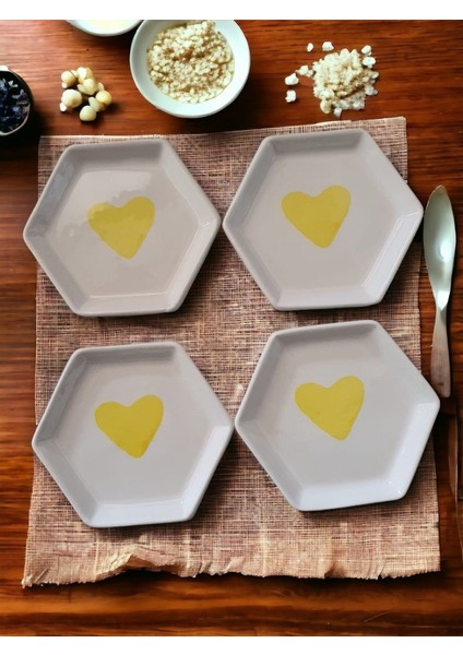 4\'lü Altıgen Sarı Kalpli Sosluk Lokumluk fiyatları