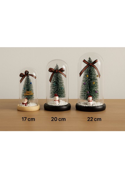 YILBAŞI 22 cm Yılbaşı Ağacı Cam Fanus-Mini Yılbaşı Ağacı Işık Fanusu-Yılbaşı Hediyesi fırsatları