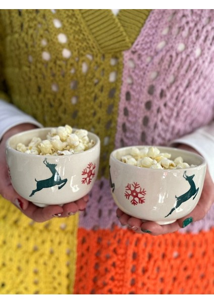 2 Adet Yeşil Geyik Kartanesi Çerezlik Kase