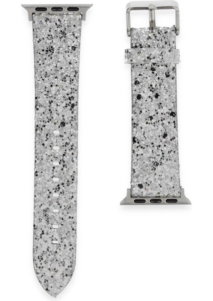Apple Watch 42MM Ry Taşlı Kordon - Gümüş