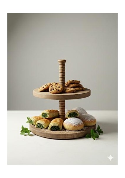 2 Katlı Ahşap Kek Kurabiye Sunumluk ,2 Katlı Doğal Ahşap Stant fiyatları