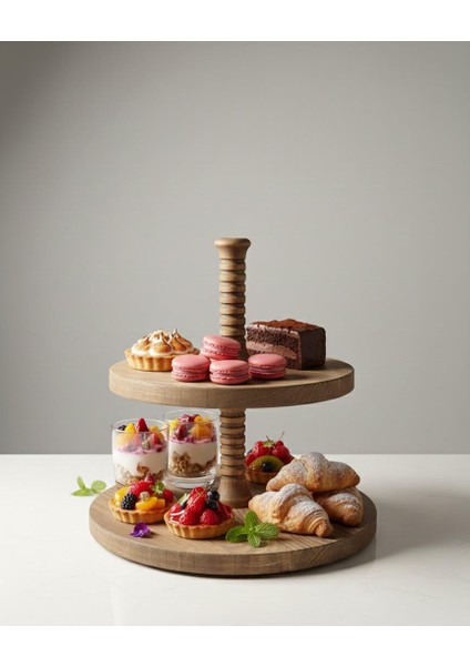 2 Katlı Ahşap Kek Kurabiye Sunumluk ,2 Katlı Doğal Ahşap Stant modelleri