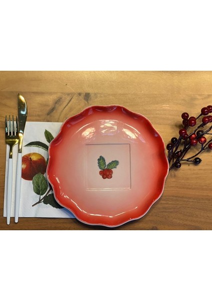 1 Adet El Yapımı El Boyaması Şekilsiz Formlu 21CM Seramik Tabak -,kokina Desenli fiyatları