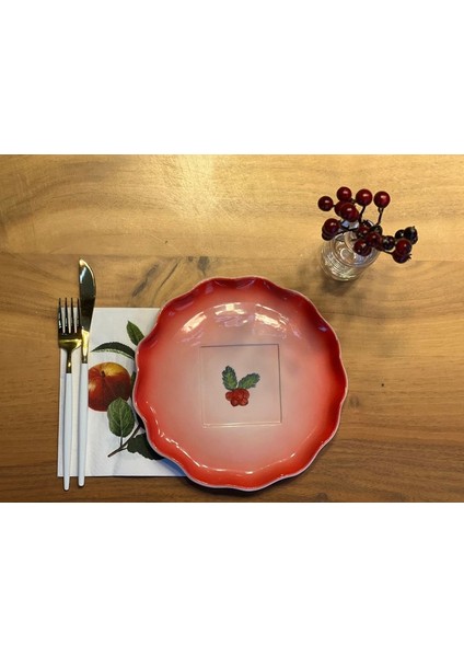 1 Adet El Yapımı El Boyaması Şekilsiz Formlu 21CM Seramik Tabak -,kokina Desenli fırsatları