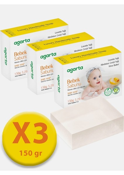 Göz Yakmayan Doğal Bebek Sabunu 150 Gr* 3 Adet