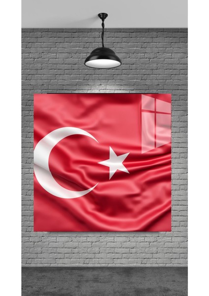 Cam Temperli Cam Tablo Türk Bayrağı Baskılı