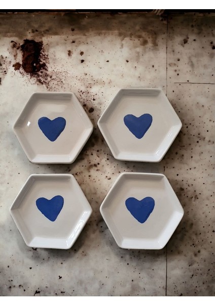 4\'lü Altıgen Lacivert Kalpli Sosluk Lokumluk