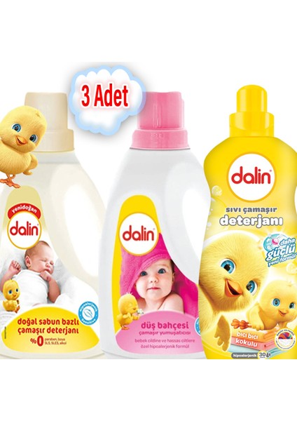 3'lü Set - Doğal Sabun Bazlı Deterjan, Sıvı Çamaşır Deterjanı ve Düş Bahçesi Çamaşır Yumuşatıcısı 1500 ml