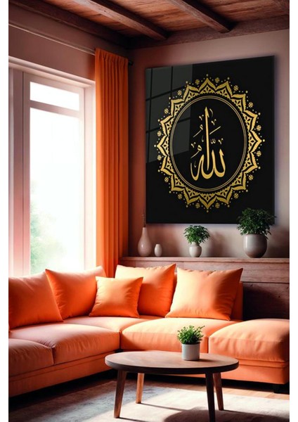 Allah Lafzı Kaligrafi Kare Islami Cam Tablo modelleri