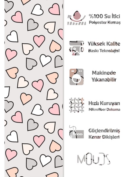 Banyo Perdesi, Gri Kalpler Desenli Duş Perdesi, Küvet Perdesi, Halka Hediyeli 175X200CM Bp-22 fiyatları