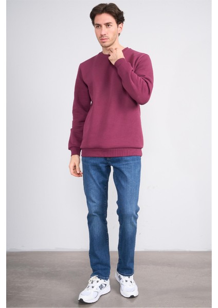 Çetinkaya Mentality 3036 3 Ip Bisiklet Yaka Mürdüm Sweatshirt modelleri