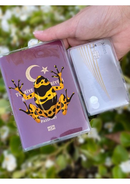 Renkli Kurbağa Desenli Universal Şeffaf Pasaport Kılıfı Model Tüm Ülke Pasaportlarına Uygun
