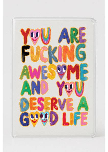 Şeffaf Pasaport Kılıfı Kalın Mikron Kart Bölmeli Desenli Pasaport Kabı - Good Life