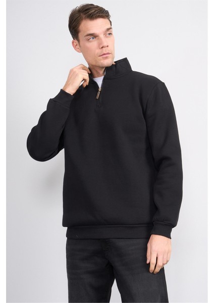 Çetinkaya Mentality 3907 3 Ip Dik Yaka Siyah Sweatshirt
