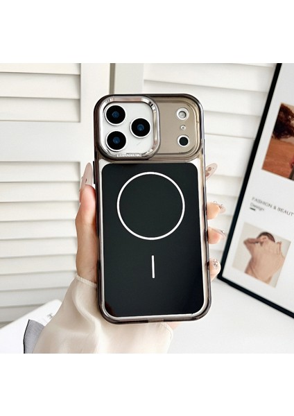 iPhone 17 Promax Magsafe Özellikli Şeffaf Metal Tuşlu Metal Kamera Korumalı Premium Kılıf
