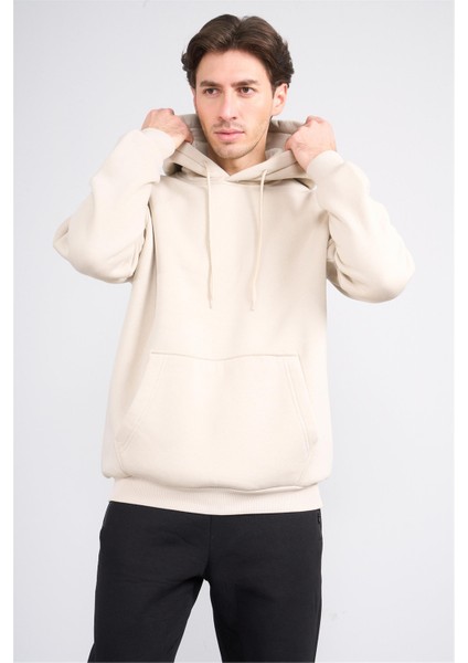 Çetinkaya Mentality 3035 3 Ip Kapşonlu Vizon Sweatshirt