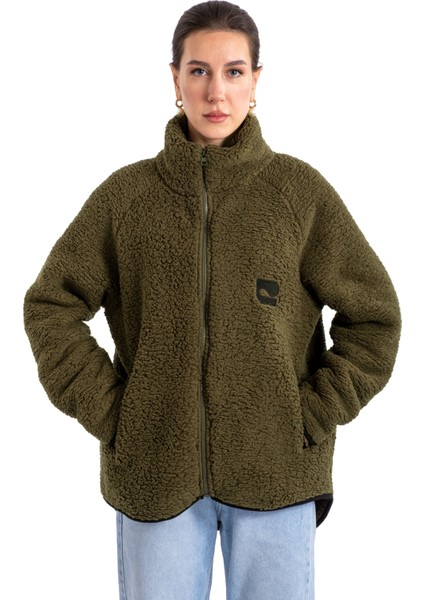 Boydan Fermuarlı Teddy Peluş Mont Kadın - C508