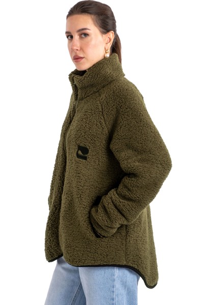 Boydan Fermuarlı Teddy Peluş Mont Kadın - C508 fırsatları