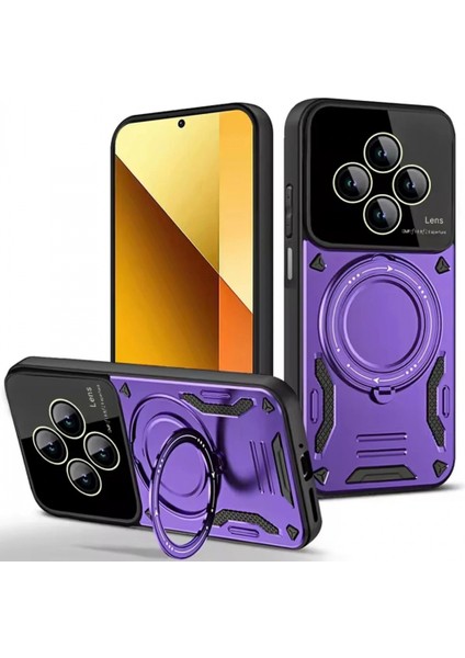 Xiaomi Redmi 14C Kılıf Joy Lens Standlı Kapak - Mor