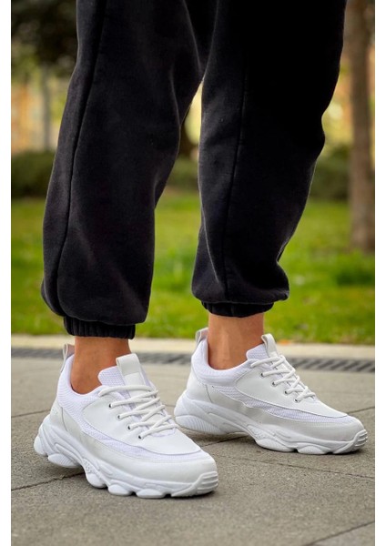 KB-707 Kuback Beyaz Cilt Yüksek Taban Bağcıklı Günlük Erkek Ayakkabı