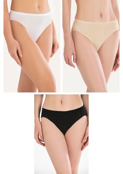 Arias Closet Pamuklu Siyah Beyaz Ten Rengi 3'lü Külot