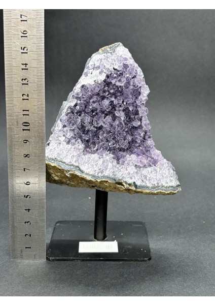 Brezilya Ametist Doğaltaş Siyah Demir Stantlı