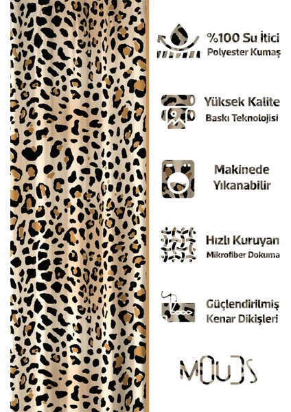 Banyo Perdesi, Leopar Desenli Duş Perdesi, Küvet Perdesi, Halka Hediyeli 175X200CM Bp-67 fiyatları