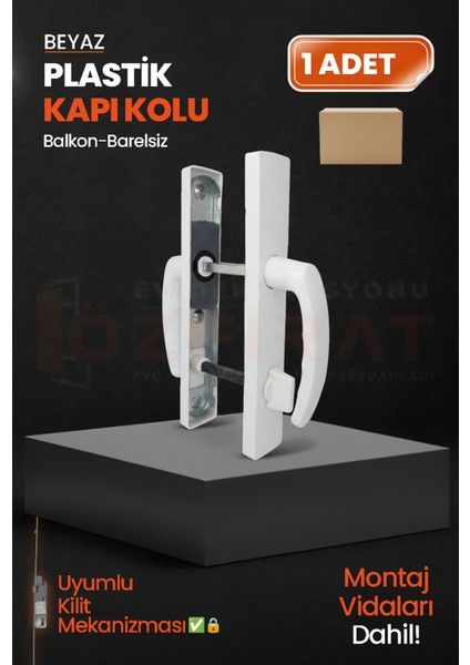Pvc Pimapen Plastik Balkon Kapı Kolu – Barelsiz – Beyaz – (40 Takım / 1 Koli)
