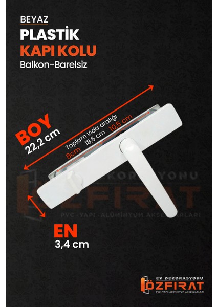 Pvc Pimapen Plastik Balkon Kapı Kolu – Barelsiz – Beyaz – (40 Takım / 1 Koli) fiyatları